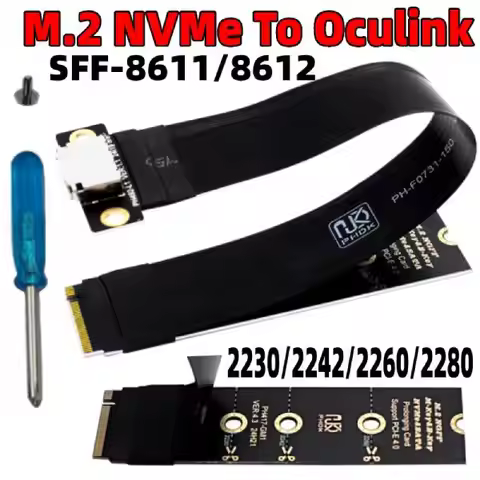 M.2 NVME to Oculink 4i Extension Cable PCIE4.0 To SFF-8611/8612 Female to Female Adapter M2 M Key PC