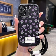 Case For OPPO A57 2022 A77 2022 A57s A57e A77s Lucky Flower Phone Silicone Shockproof Strap