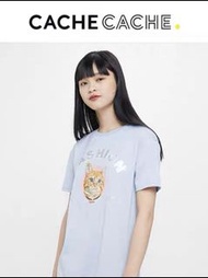 法國Cache Cache 長tee / 迷你連身裙 貓咪銀絲閃藍