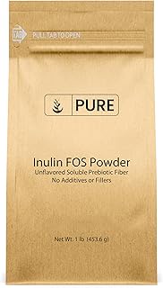 100% Pure Inulin FOS Powder, 1 lb, 2600 mg Serving, Unflavored, Made from Jerusalem Artichoke, Non-G