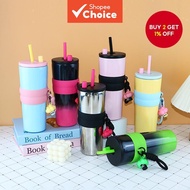 26OZ Stainless Steel Straight Body Insulated Cup, Convenient Rope Lifting Straw Coffee Cup