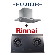 FUJIOH FR-CL1890 90CM CHIMNEY HOOD + RINNAI RB-2GI 2 BURNER INNER FLAME GLASS HOB