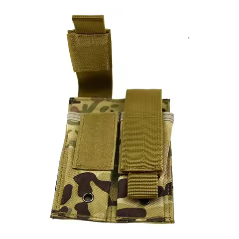 Tactical Molle 9mm Magazine Pouch Double Pistol Mag Bag for GL M9 P226 Flashlight Holder Waist Bag H