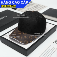 [A3]Mũ Lưỡi Trai Nón Kết Hoạ Tiết .L.V. Vải Cotton Phối Da Kết Viền Trắng Màu Đen Nâu In .N.Y. Form 