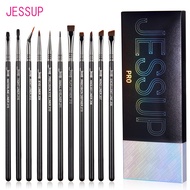 Bộ cọ kẻ mắt Jessup 11 cọ kẻ mắt chuyên nghiệp đầu cọ thon góc dẹt siêu mịn bộ cọ trang điểm mắt T32
