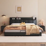 🇸🇬⚡ Italian Luxuruy Leather And Solid Wood Bed Frame Queen/King Size Bed Frame Wooden Bed Frame Bed Frame With Mattress Storage Bed Frame