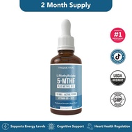 L Methyl Folate 15mg + B12 Pro Strength, Liquid 5-MTHF Form, Supports Mood, Methylation, & Cognition