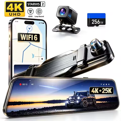 2026 Ultrawide 10' 4K Rear View Mirror Camera with ASDS, 4K+2.5K Mirror Dash Cam with STARVIS 2, 5.8