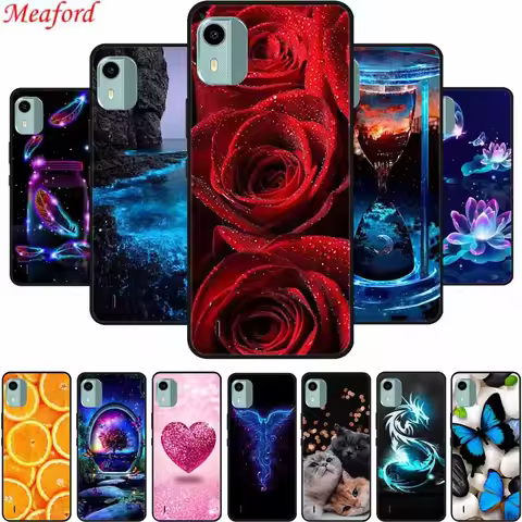 Phone Case For Nokia C12 Case 6.3" Black Silicone Shockproof Soft Phone Cover For Nokia C12 Plus C12