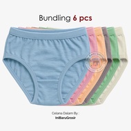 Paket 6 Pcs Celana Dalam Wanita Katun Bahan Lembut Hipster Polos dalam Ukuran L - XXXL - Random Moti