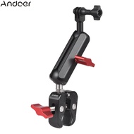 Andoer ขายึดอะแดปเตอร์มีมือจับขี่จักรยานกล้องอะลูมินัมอัลลอยรับน้ำหนักได้10กก./22lbs พร้อมหัวบอลหมุนได้สอง360 ° อะแดปเตอร์กล้องเพื่อการกีฬาใช้ได้กับฮีโร่ตัว DJI GoPro 11/10/9/8/7 Insta360หนึ่ง/X2/x3และชุดกล้องถ่ายภาพอื่นๆ