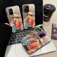 Casing For OPPO A94 4G OPPO F19 Pro OPPO Reno 5F OPPO Reno 5 Lite Phone Case Luxury Plating Metal Button ONE PIECE Luffy Bumper Cover