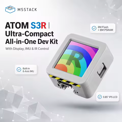 M5STACK ATOM S3R ESP32-S3 Dev Board 8MB Flash 8MB PSRAM 0.85" IPS Screen 9-Axis Sensor IR Control Io