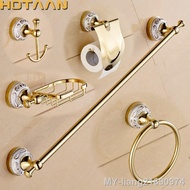 hyfvb℗  Stainless Gold Plated Wall Mount Hardware Sets Bar Robe hook Paper Holder Bathroom Accessories Set Dropship