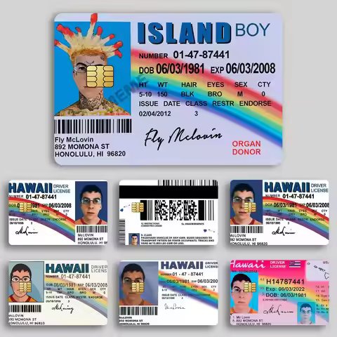 Funny M-McLovin ID F-Fogell K Poster Credit Skin Cover Card Stickers 4PCS Film Bus Pass Front Decora