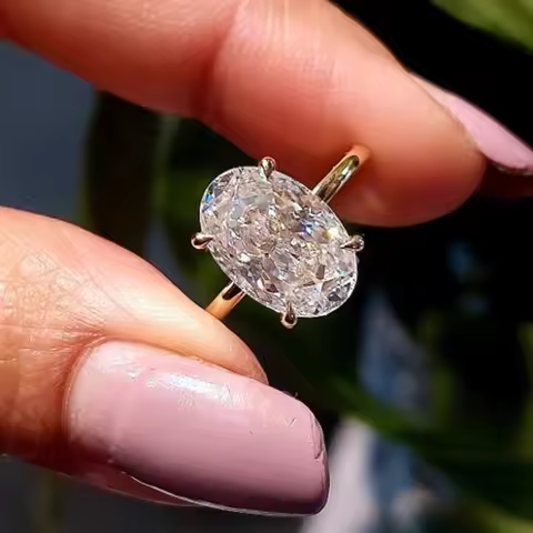 Oval Cut 925 Sterling Silver 1-3carat Moissanite Engagement Ring for Woman 14k Gold Plated Wedding G