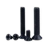 30PCS M4*5 6 8 10 12 14 16 18 20 22 25 30 35 40 Black Carbon Steel Cross Phillips Flat Countersunk Head Screw Bolt M4x5 M4x40 Cnogry