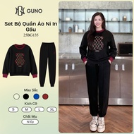 GUNO Women's Sweatshirt Set Round Neck Bear Print with Hem Pants Set Fashion Autumn Winter Set SP5 2