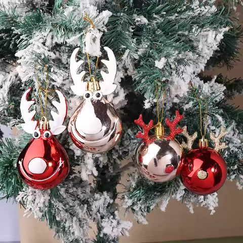 2Pcs/4pcs Christmas Plastic Tree Ornaments Xmas Tree Hanging Decoration Supplies Party Decor