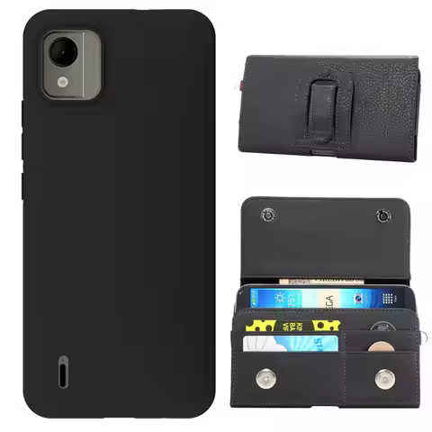 TienJueShi Clip Wallet Case Leather TPU Silicone Protective Case for Nokia 106 (2023) 3210 8210 C02 