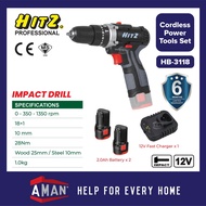 HITZ 12V Impact Drill Cordless Rechargeable Electric Screwdriver Cordless Drill Power Tool SIRIM Ger