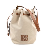 【二手】Miu MIU MIU手提包 水桶肩包 帆布 米色