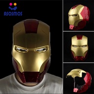 ASM Iron Man Helmet Electronic Iron Man Full Head Helmet LED Iron Man Face Cover with Halloween Cosplay for Kids