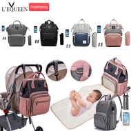 Lequeen Mummy Multifunctional Baby Diaper Bags Na May USB Hoo Large Capacity Mommy Nappy Maternity