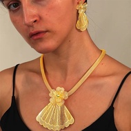 Dubai Women's Jewelry Set Plated Gold Flower Skirt Necklace Earring Set Fashion African Accessories