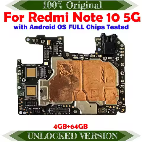64GB Original Unlocked Motherboard For Xiaomi Redmi Note 10 5G Note10 Mainboard With Full Chips Logi