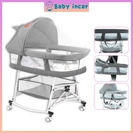 COD Baby Cot 2 Level Portable Bed Playpen Travel Cot Stitching Large Bed Side Door Katil Bayi Foldab