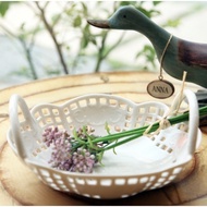 Ceramic Lace Circular Basket in off 10" Anna Kim Saint James plate