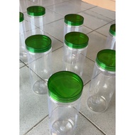 HIJAU 800ml Jar with Green Lid, Transparent Cendol, Diameter 9cm, Height 13cm