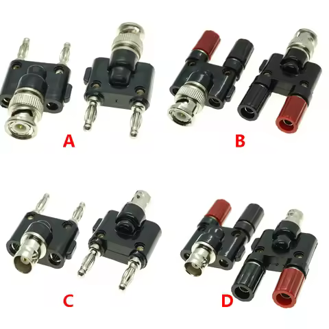 BNC Male Female to Two Dual 4mm Banana Male Female Jack Plug Coaxial Coax Jack Splitter Connector RF