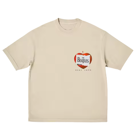 The Beatles Apple Logo & "Real Love" Graphic T-Shirt (Iconic Apple Records Symbol + Classic Song Phr