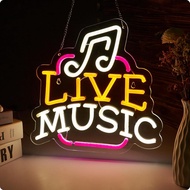 Live Music Neon Sign LED Wall Art for Bedroom, Bar, Studio – USB Powered, Dimmable, Energy-Efficient