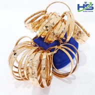 Gelang Perak Asli Silver 925 Lapis Emas Kuning Murni Model Bangle