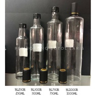 [READYSTOCK] BOTOL KACA ROUND 250ML/500ML/750ML/1000ML FREE SHRINK SEAL