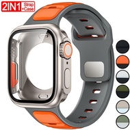 2-in-1 Liquid Silicone Band +Change to Ultra Case for Apple Watch S11 S10 46mm SE3 44mm 45mm iWatch 