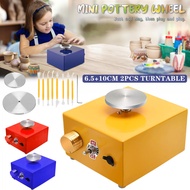 Mini Pottery Wheel Machine with 6.5+10cm Turntable+Clay Sculpting Kit, Electric Pottery Forming Mac