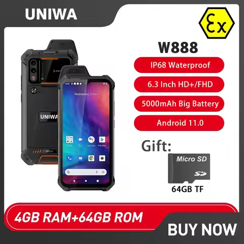 UNIWA W888 ATEX Explosion Indestructible Water Proof Mobile Phone 4GB+64GB 5000mAh Walkie Talkie PTT