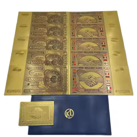 10 pcs Gold Foil Banknote One Million Euro Note European 1000000 Colored Euro Banknotes For Nice Gif