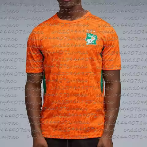 2026 Men Ivory Coast Soccer Jersey White Mint Orange Floral Pattern Elephant Crest Football Shirt Fa