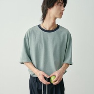 細碎 復古綠色細條紋短袖T恤