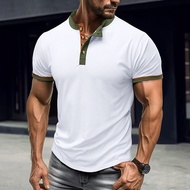 Men Short-Sleeved T-Shirt Sports Fitness Cardigan Outdoor Men Henry Shirt Base Henry11.21
