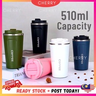 🍒CHERRY🍒 510ML Insulated Tumbler Coffee Mug Vacuum Insulated Coffee Thermos Cup Stainless Steel Trav
