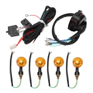 22Mm 7/8" 12V Universal Motorcycle Indior Wiring Loom Harness Swtich With 4X Indiors Turn 8