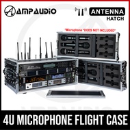 AmpAudio 4U Rack Flight Case for Wireless Mic Receiver PA System DJ Audio Equipment Portable Case