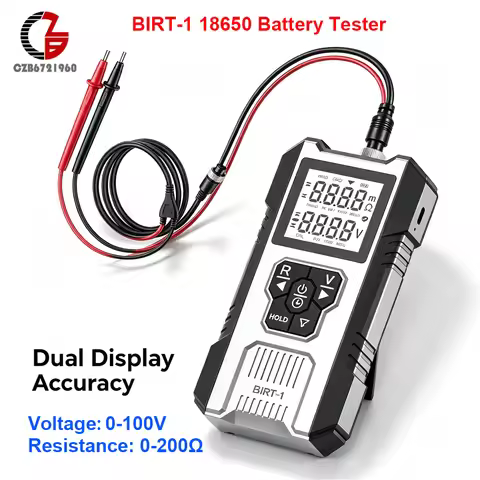 BIRT-1 18650 Lithium Battery Tester 0-100V 0-200Ω Voltage Internal Resistance Tester DIY Battery Fix