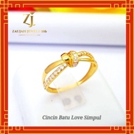 Cincin Batu Permata O Layer Love Simpul Tunang Nikah Bajet Emas Tulen 916 | 22K Pure Gold Elegant Minimalist Budget Ring